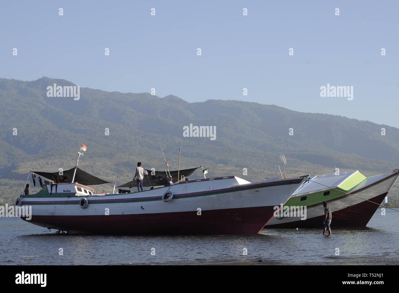 Eine Bootfahrt Stiefel dryng Farbe Farben Park? Stockfoto