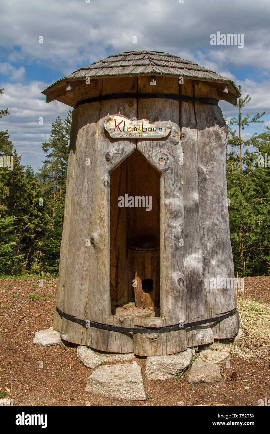 Klanghütte - Erlebnisweg Heinrichs, Waldviertel, Österreich Stockfoto