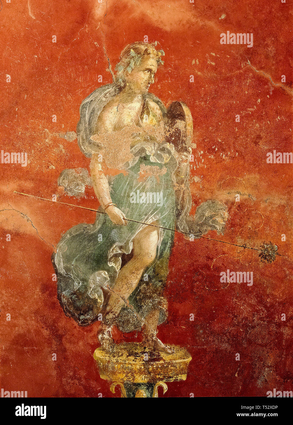 Italien Kampanien Moregine-Menade Moregine, Triclinio C, Ostwand junge Augustiana als Maenad, 60-79 AD Wandmalerei Stockfoto