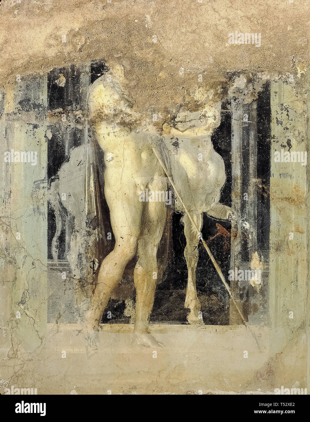 Italien Kampanien Moregine - Dioscuro Moregine, Triclinio B, westwand Di oscuro, 60-79 AD Wandmalerei Stockfoto