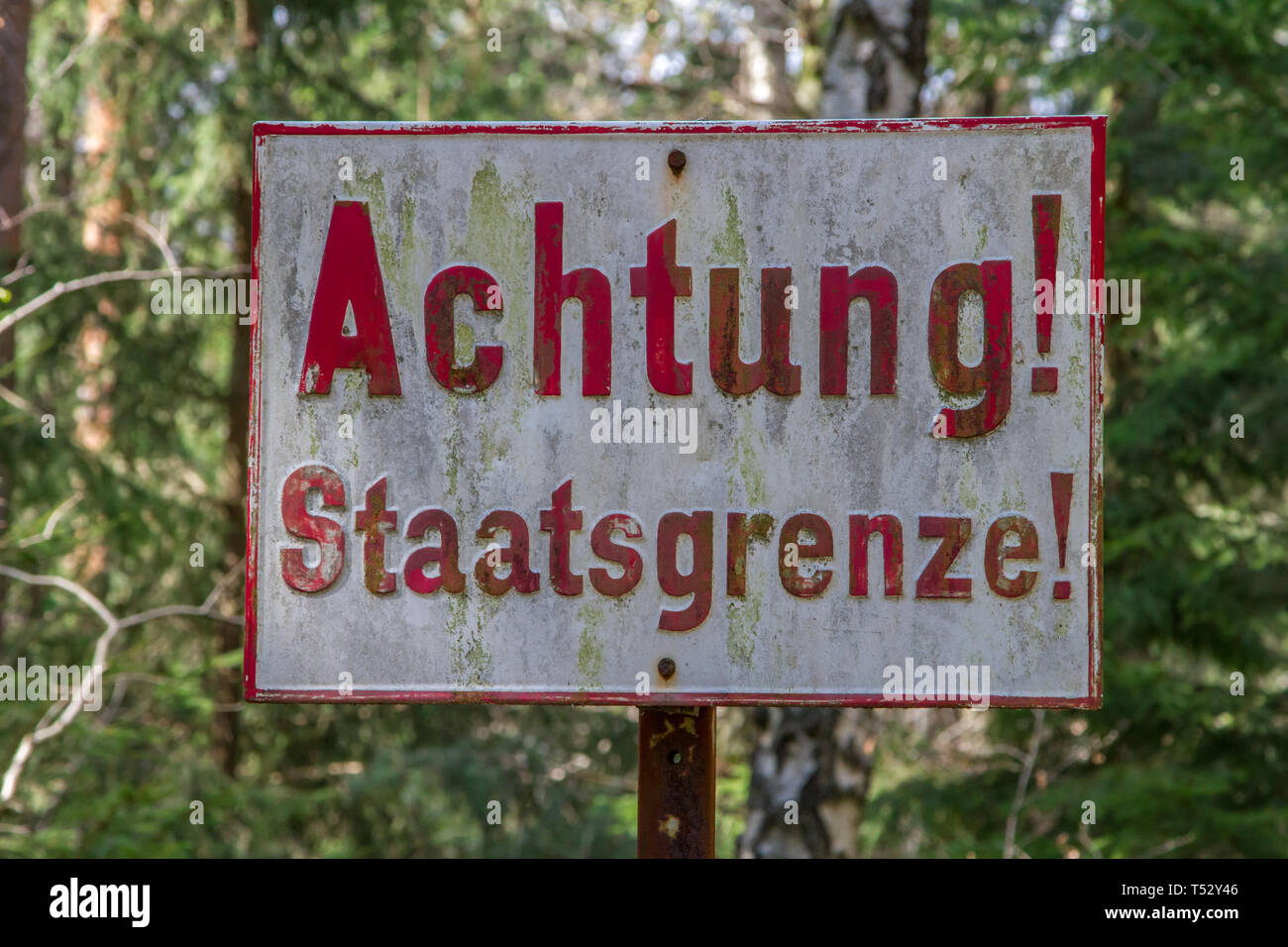 Staatsgrenze zur Tschechischen Republik - Erlebnisweg Heinrichs, Waldviertel, Österreich Stockfoto