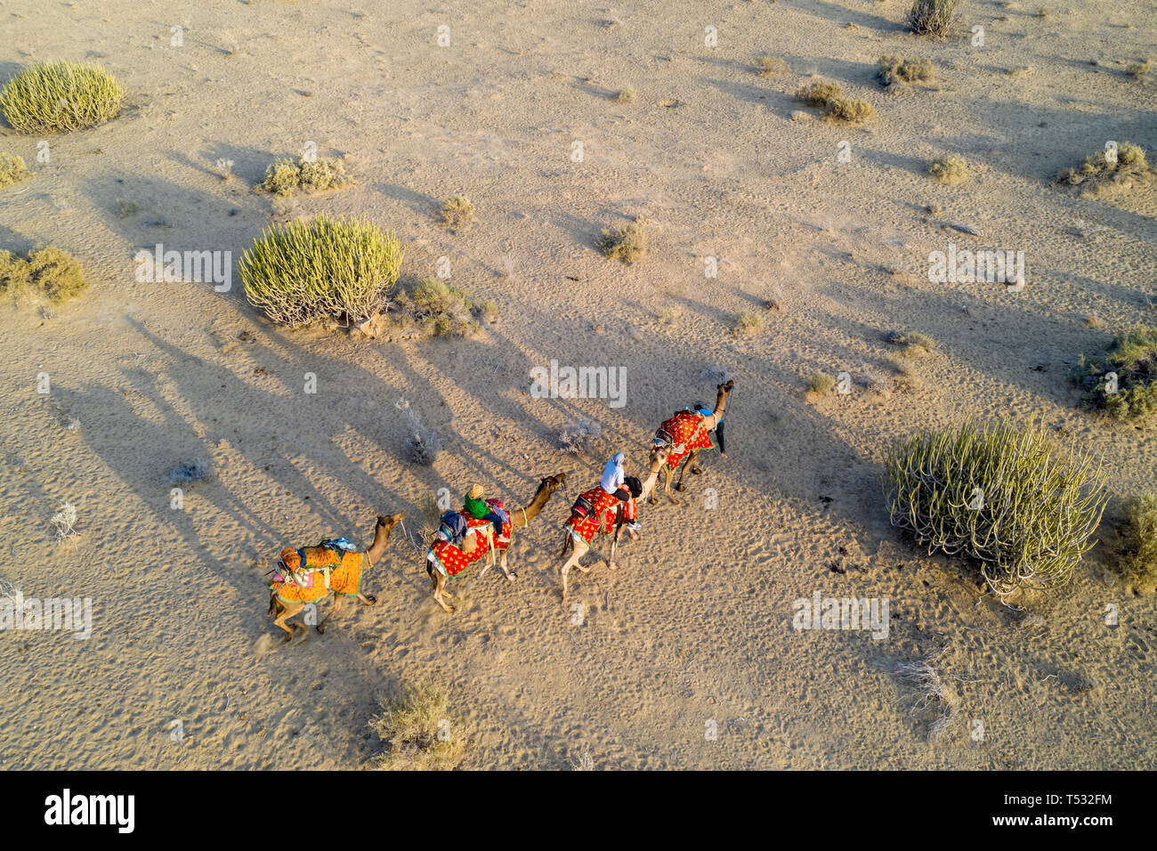 Indien, Rajasthan, Jaisalmer, Khuri Wüste Stockfoto