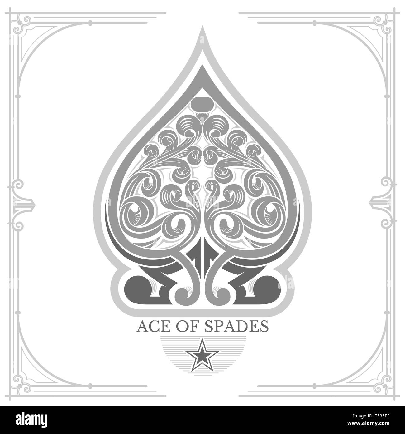 Ace of Spades mit Blumenmuster innen Stock Vektor