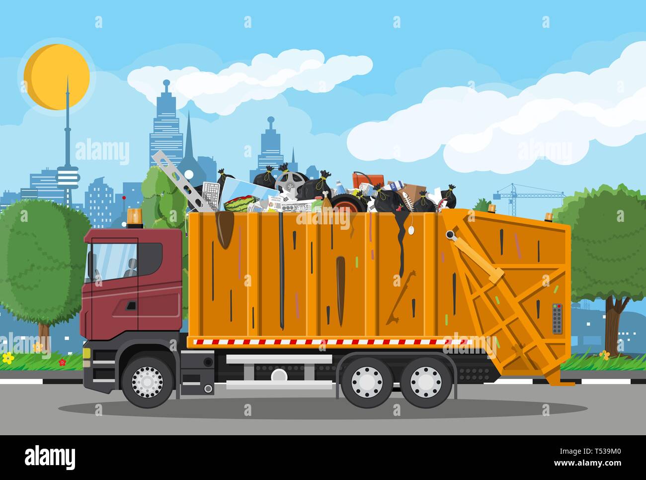 Lkw Transport Müll. Auto Entsorgung. Können Container für