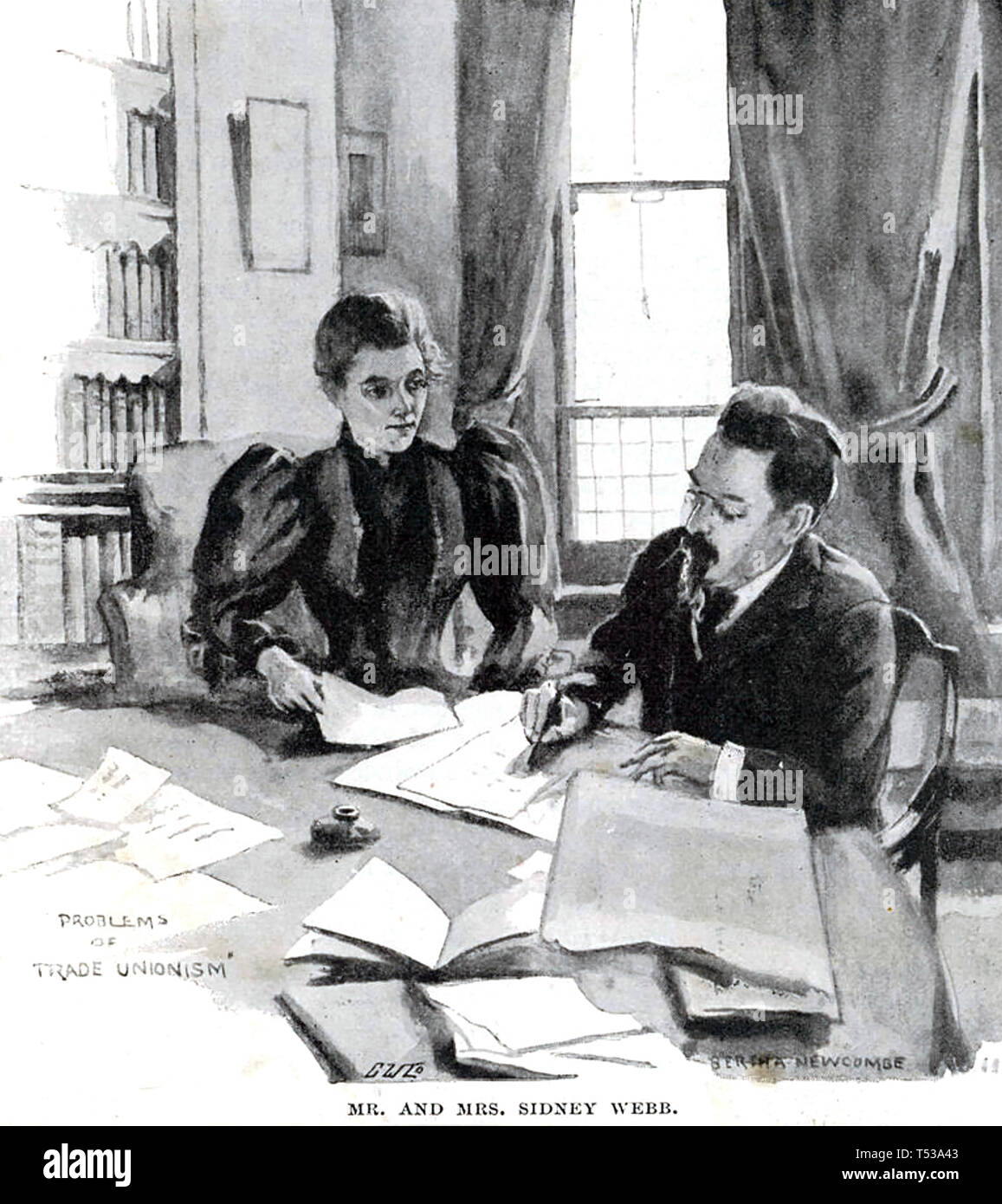 SIDNEY UND BEATRICE WEBB sozialistischen Reformer arbeiten auf einem Ihrer Bücher 1895 Stockfoto