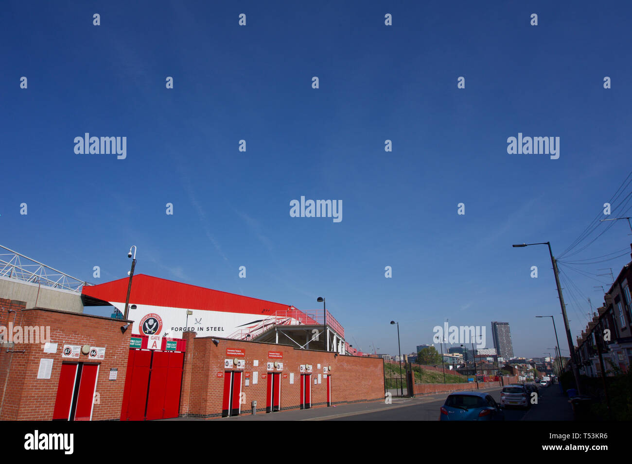 Die Außenseite des Bramall Lane, Sheffield United Football Club. Stockfoto