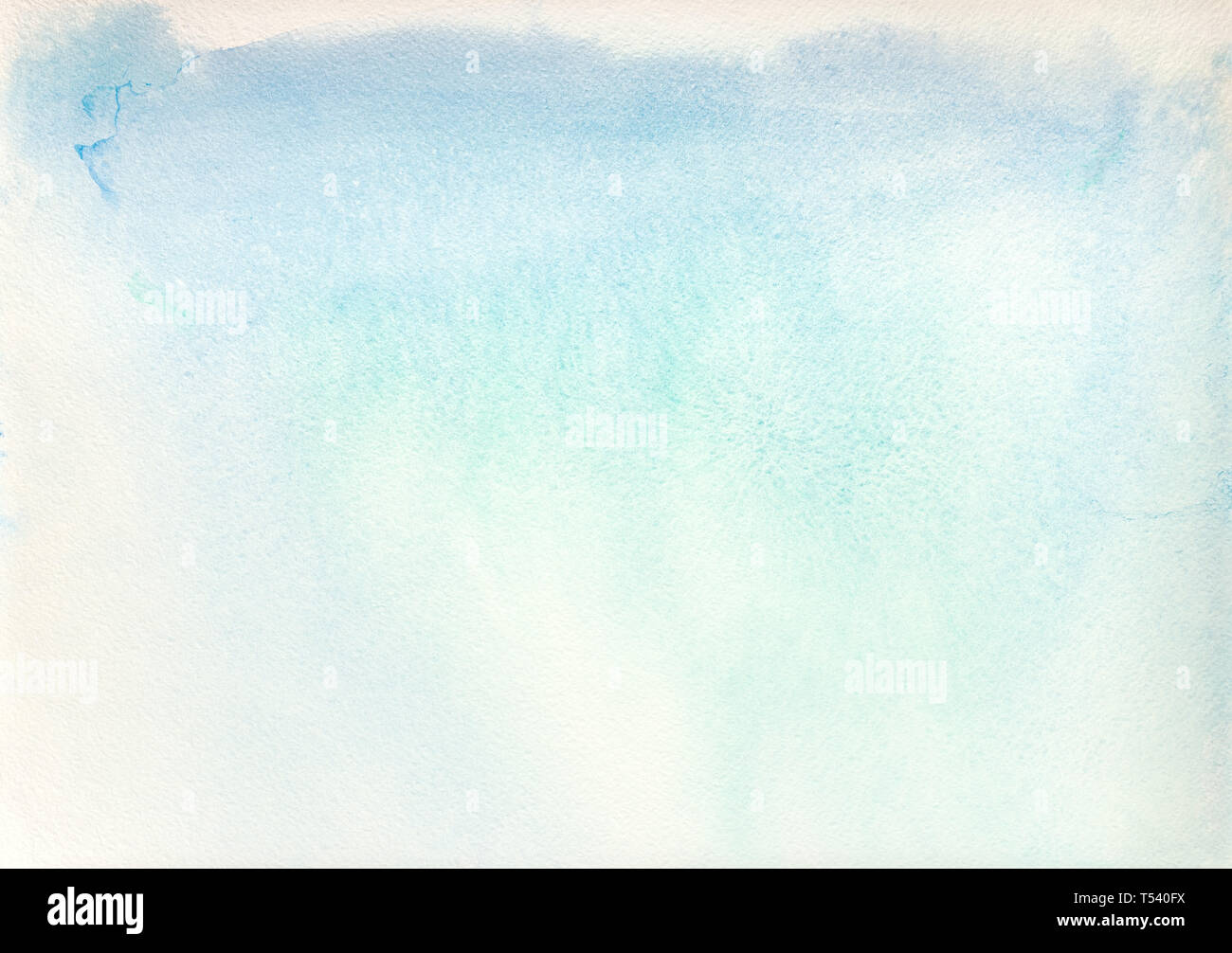 Hellblau abstraktes Aquarell Hintergrund auf Papier Textur Stockfoto