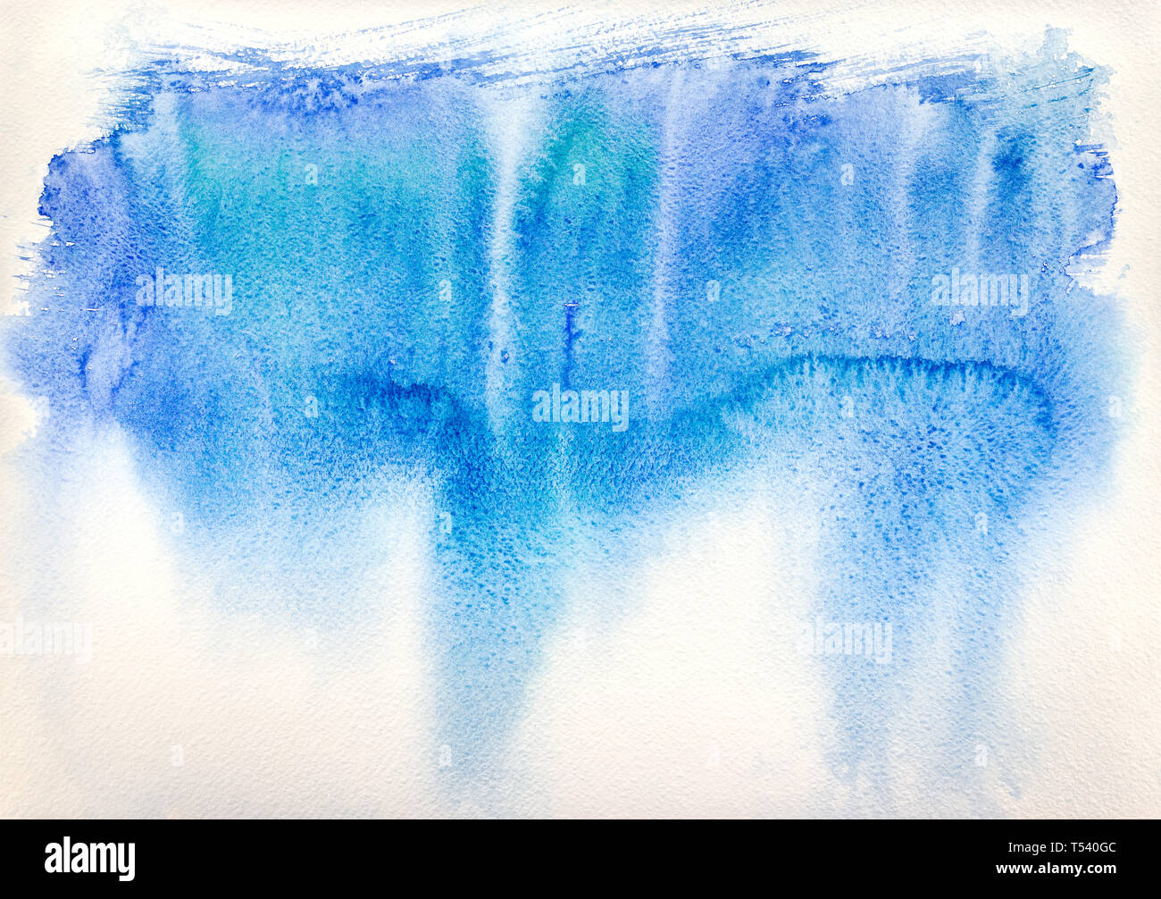 Aquarell splash von Hand gezeichnet. Abstrakt Blau Aquarell auf weißem Hintergrund Stockfoto