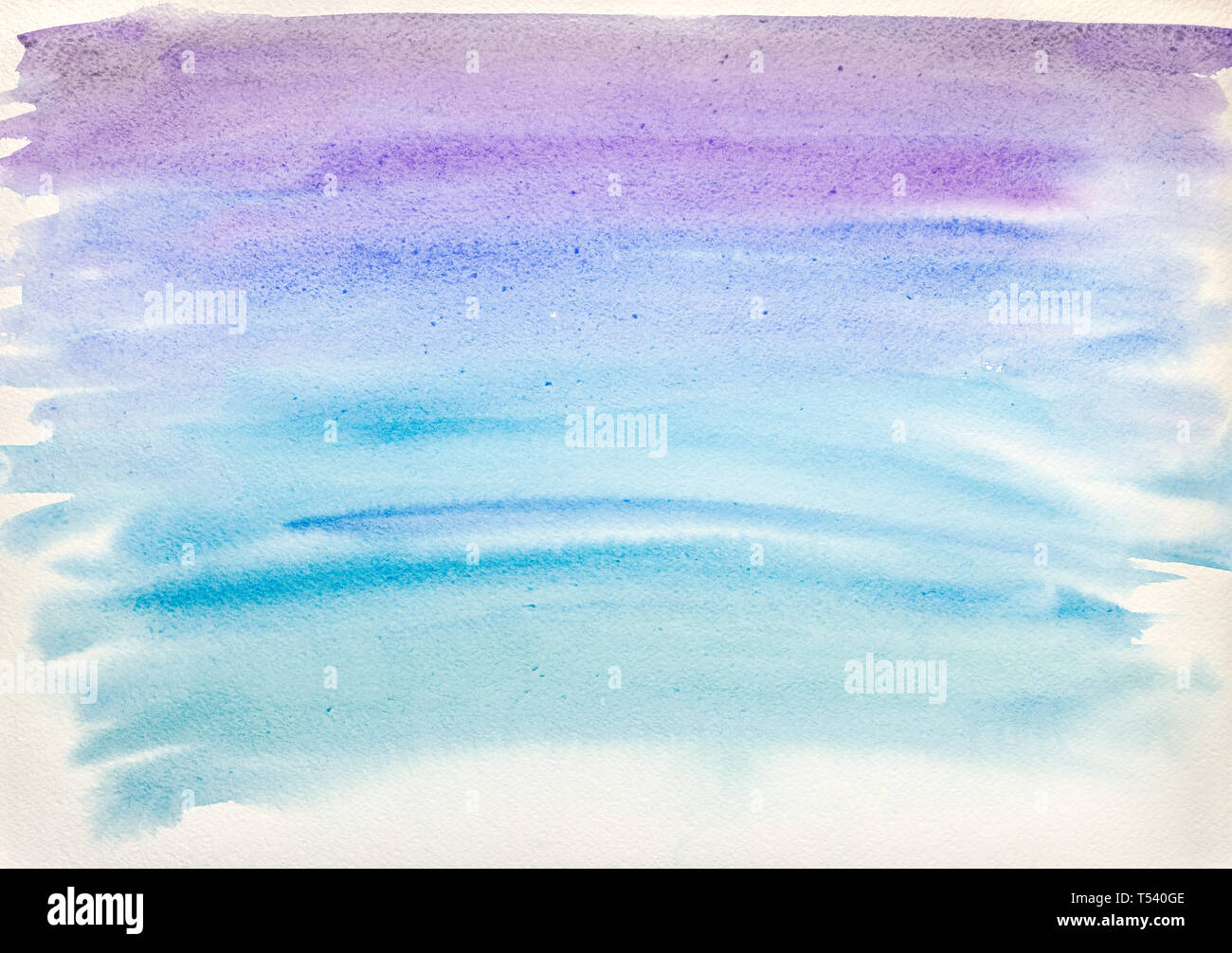 Abstrakte handbemalt blau Aquarell splash auf weißem Papier Hintergrund Stockfoto
