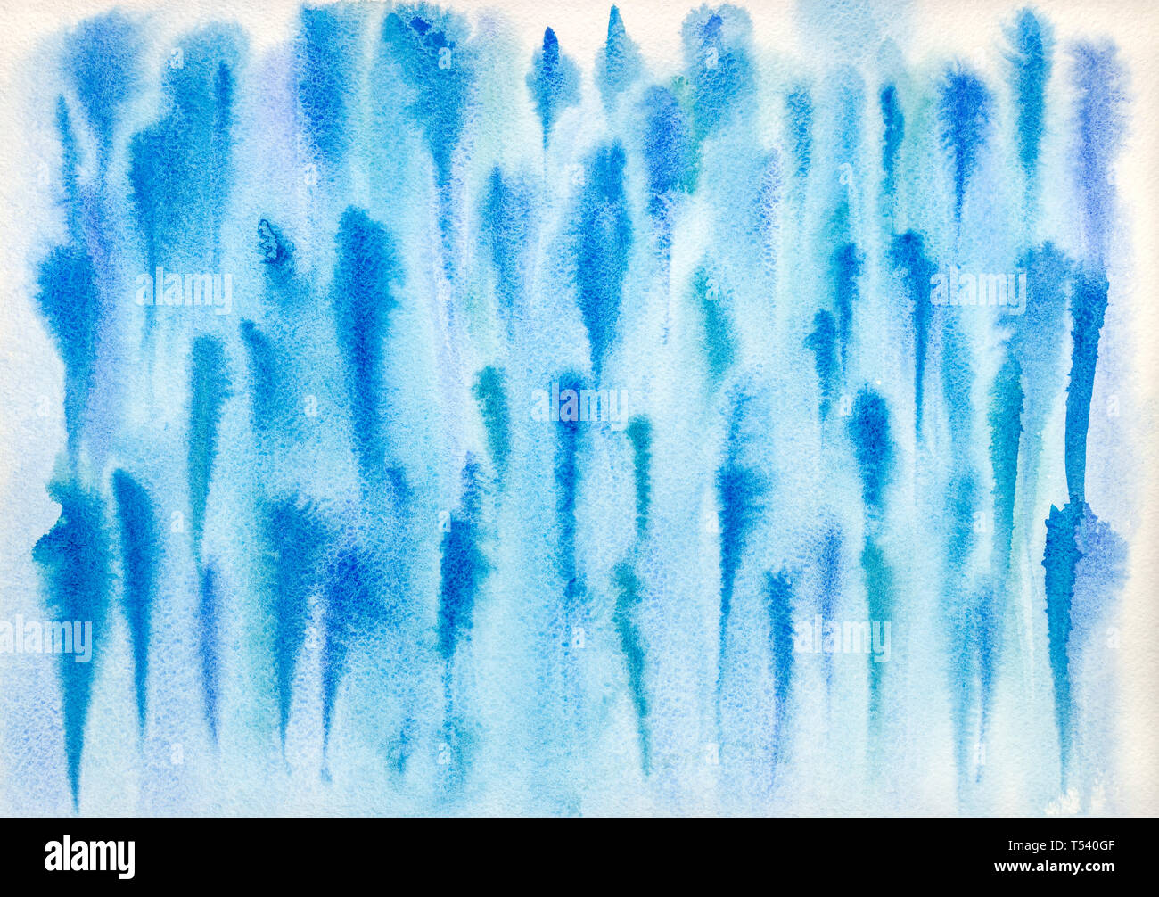 Künstlerische hand bemalt blau auf weißem Hintergrund Aquarelle aquarell papier Stockfoto