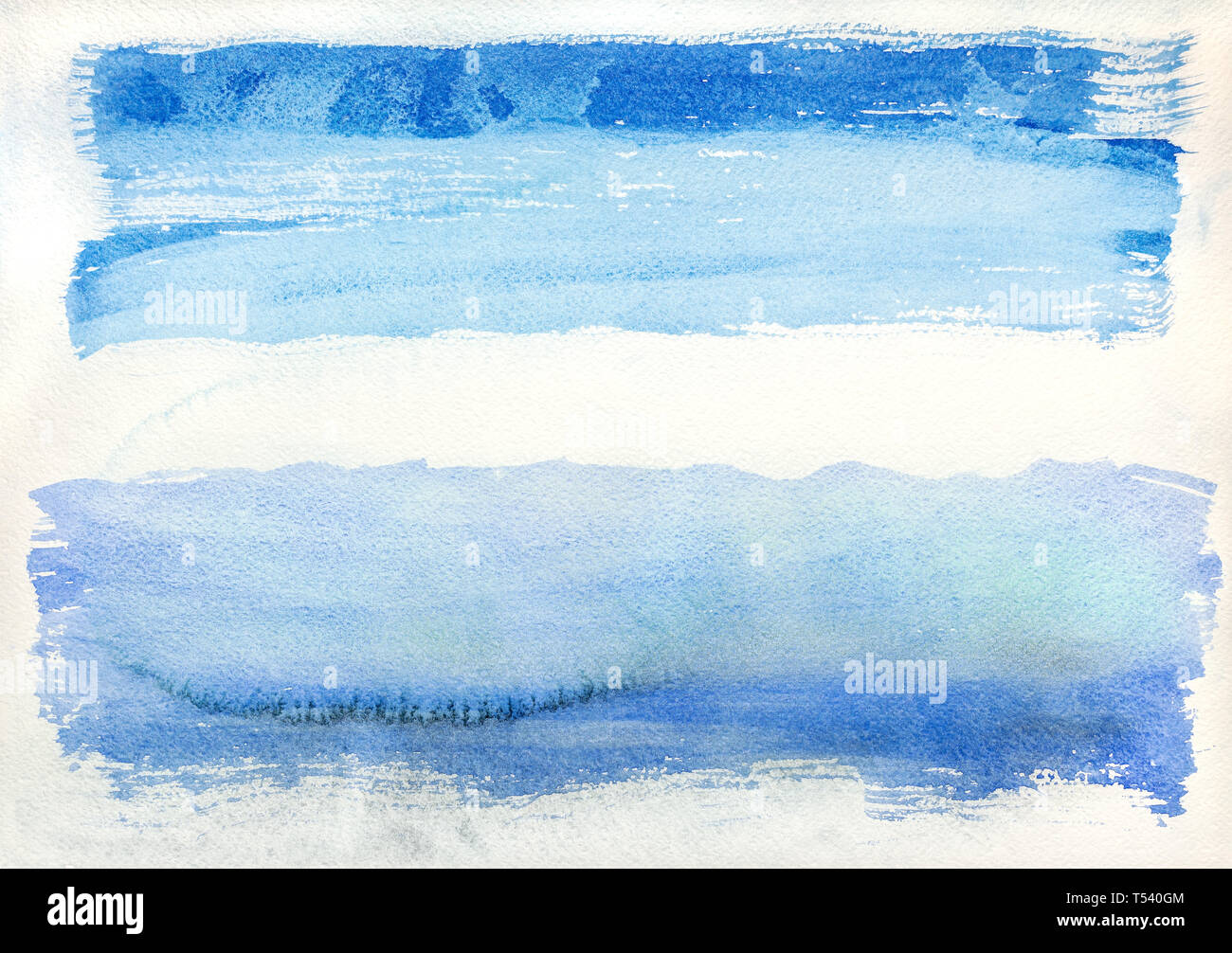 Abstrakte Handgemalten Aquarell Pinselstriche Hintergrund auf weißem Papier Stockfoto