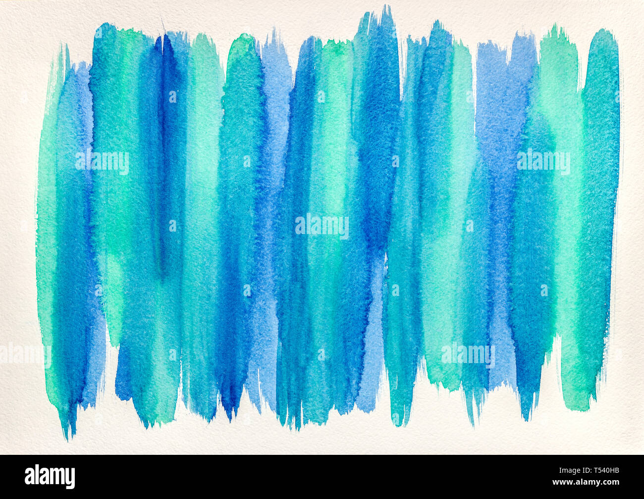 Aquarell Textur mit blau-grüne Streifen. Abstrakte Hand gemalten Hintergrund Stockfoto