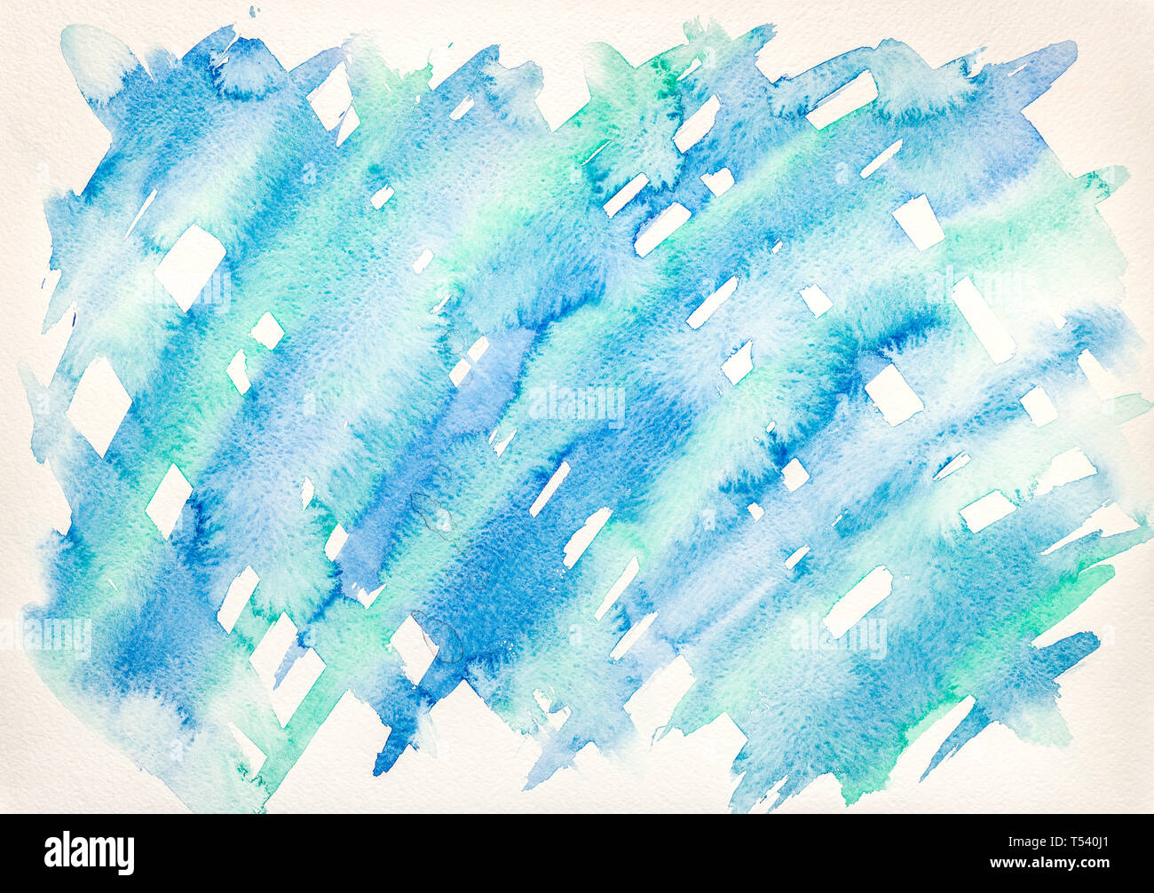 Abstrakt Blau aquarell Splash auf weißem Hintergrund. Hand gezeichnet Textur Stockfoto
