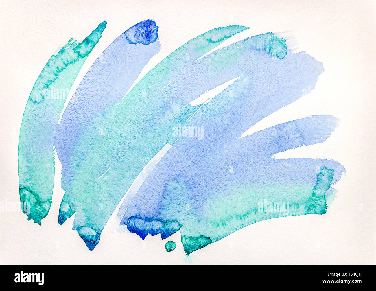 Abstrakt Blau Pinselstriche Aquarell Hintergrund. Hand auf Papier gezeichnet Stockfoto