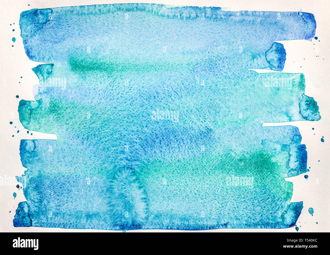 Hand gezeichnet blau Aquarell auf Papier strukturierten Hintergrund Stockfoto
