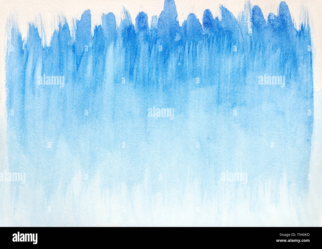 Hand gezeichnet blau Aquarell waschen Hintergrund. Abstrakte aquarelle Textur mit Pinselstrichen Stockfoto