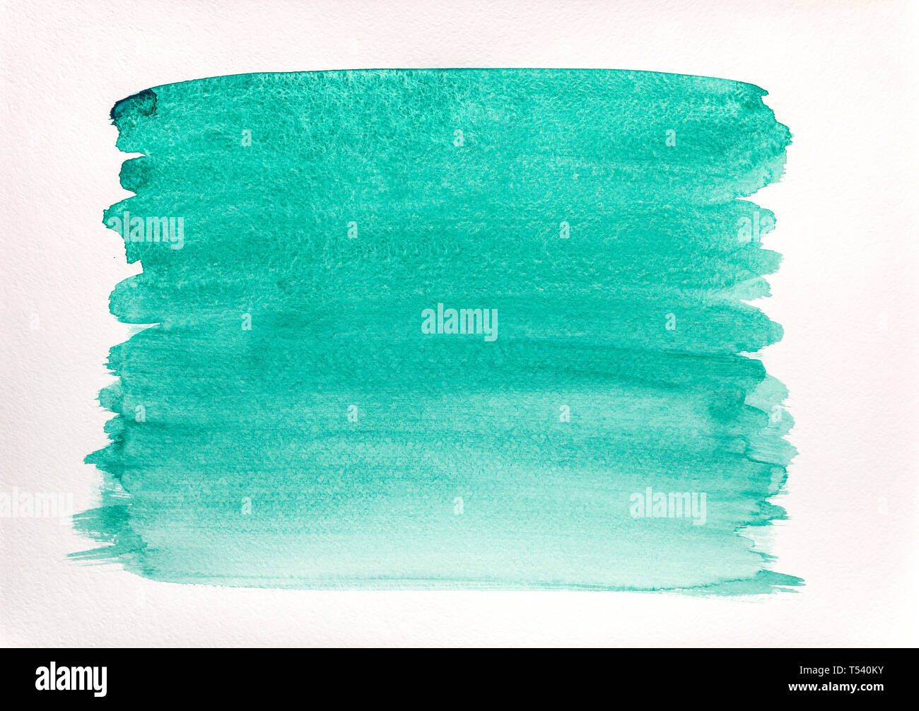 Aquarell Hintergrund. Hand strukturiertes Papier in smaragdgrünen Farbe lackiert Stockfoto