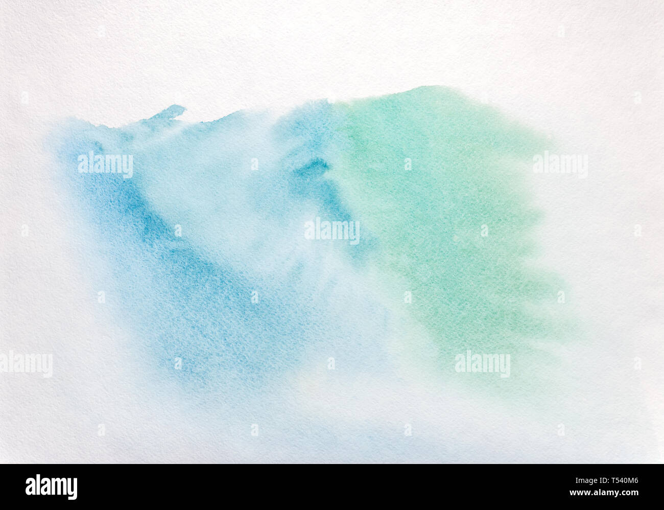 Handgemalte abstrakte Aquarell waschen Hintergrund in Blau und Grün Stockfoto