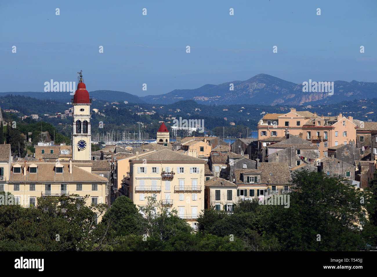 Der hl. Spyridon Kirche Turm der Stadt Korfu Stadt Griechenland Stockfoto