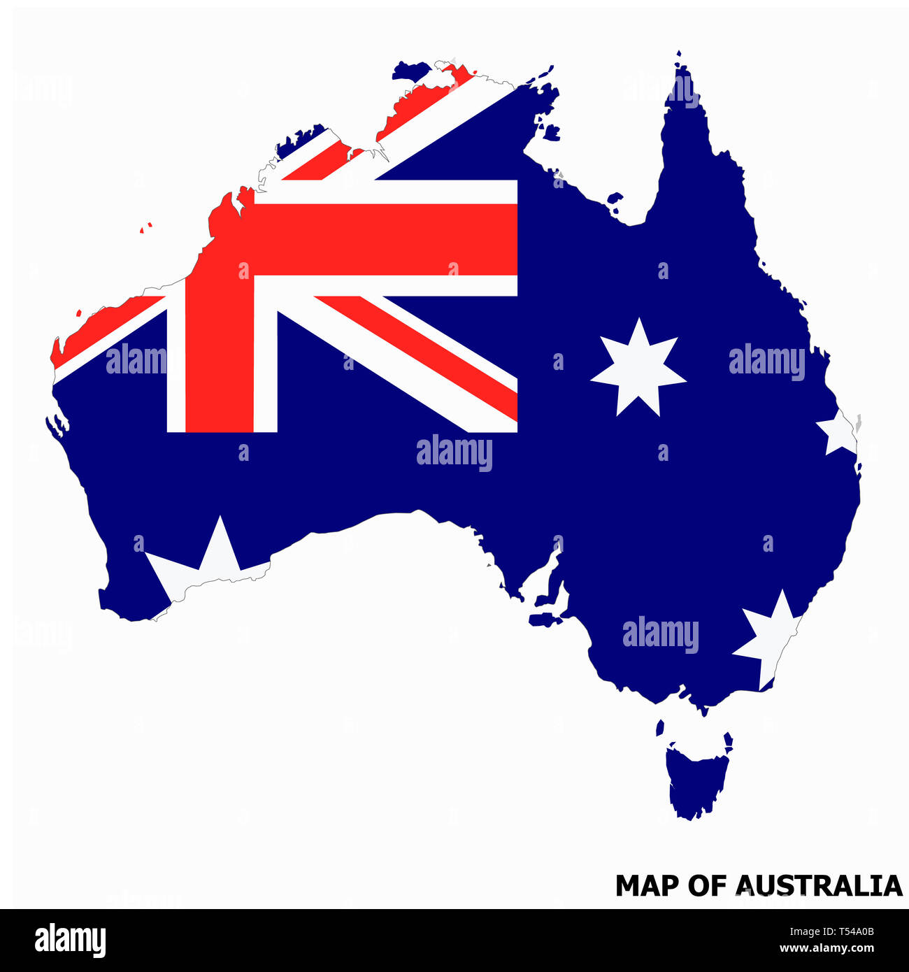 Karte von Australien mit Flagge. Australische Infografik. Stockfoto