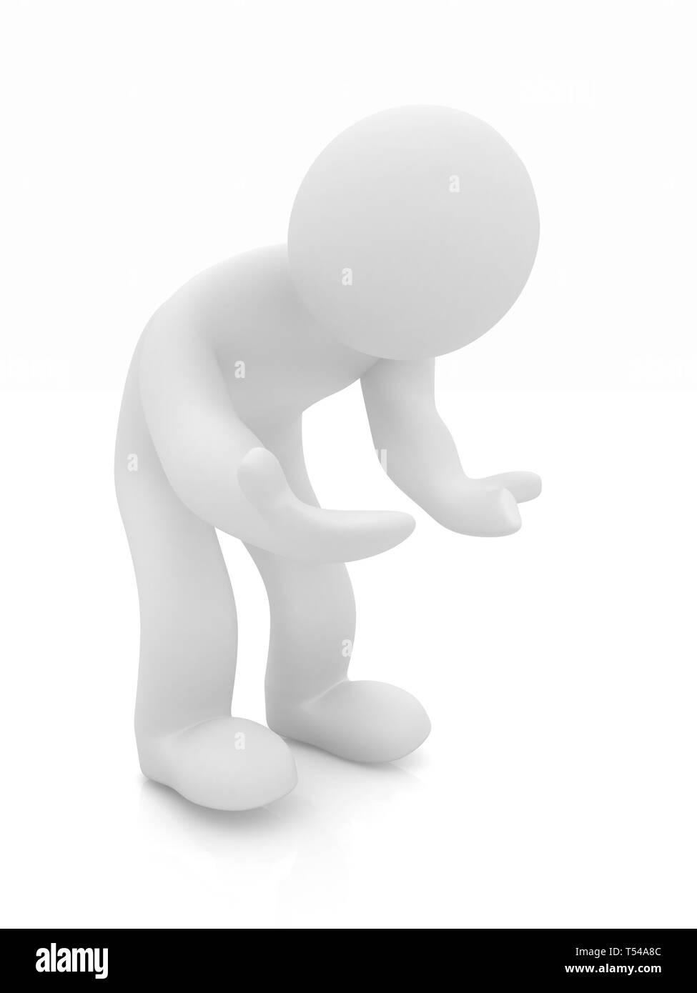 3d Mann isoliert auf Weiss. Serie: der menschlichen Emotionen - Verwirrung und Enttäuschung Stockfoto