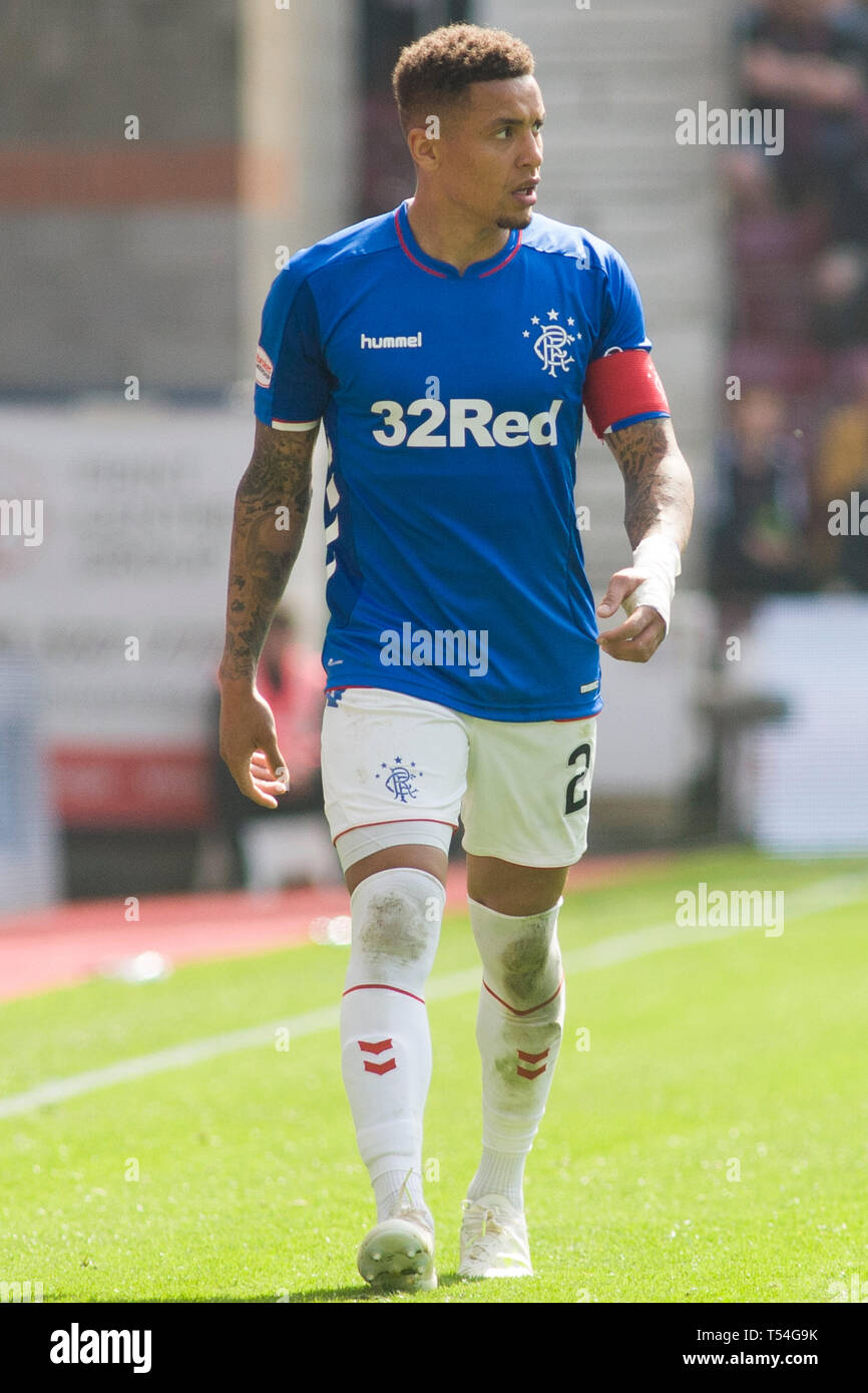 Edinburgh, Großbritannien. 20. April 2019. James Tavernier von Förster während der LADBROKES Premiership Übereinstimmung zwischen Herz und Förster am Park Tynecastle am 20. April 2019 in Edinbugh, UK. Credit: Scottish Borders, Medien/Alamy leben Nachrichten Stockfoto