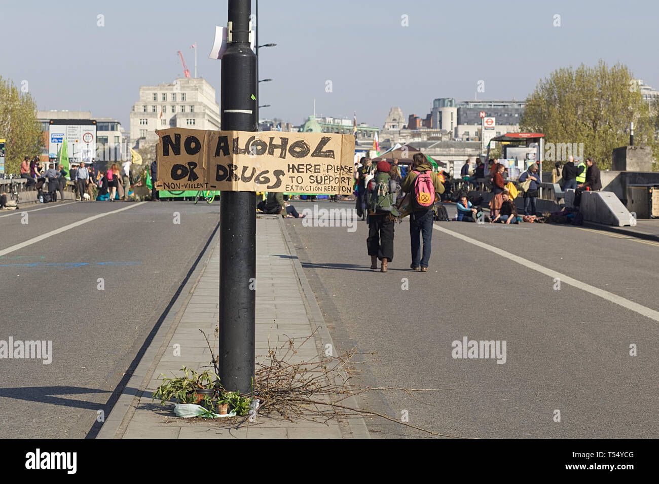 Aussterben Rebellion in der UK, Waterloo Bridge, London England Stockfoto