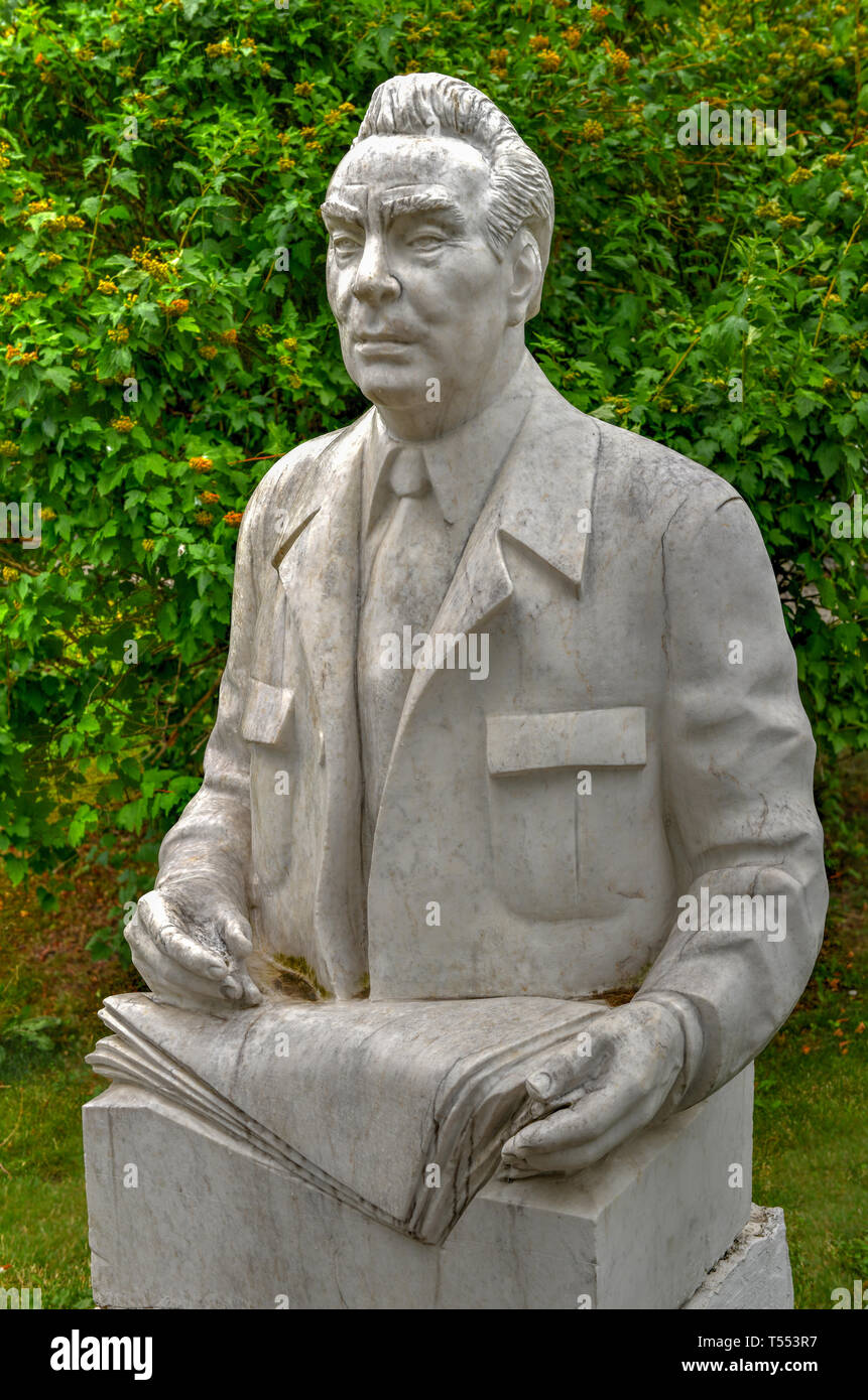 Moskau, Russland - Juli 18, 2018: Skulptur von Breschnew in der gefallenen Monument Park, Moskau, Russland. Stockfoto