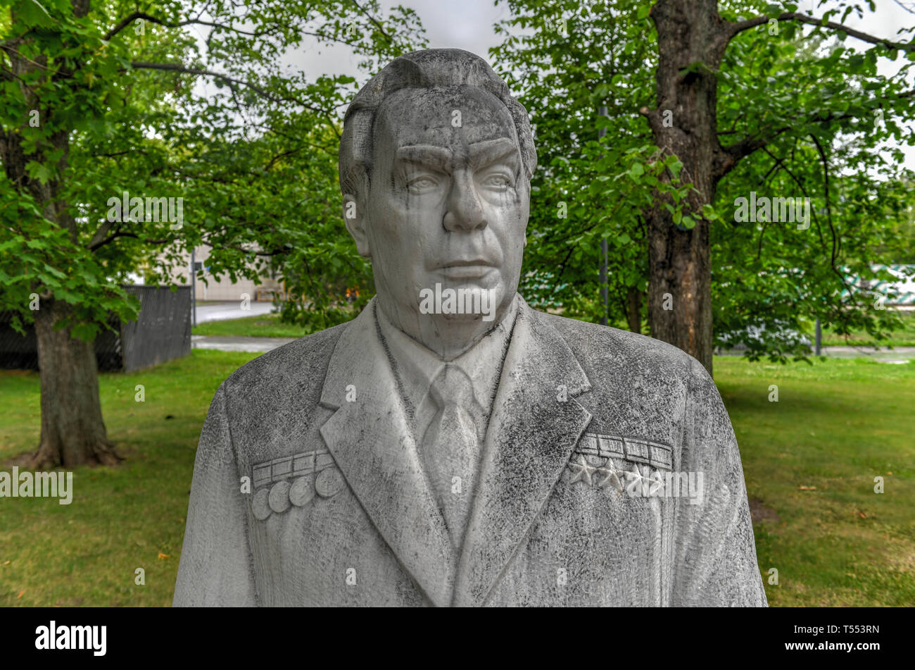 Moskau, Russland - Juli 18, 2018: Skulptur von Breschnew in der gefallenen Monument Park, Moskau, Russland. Stockfoto