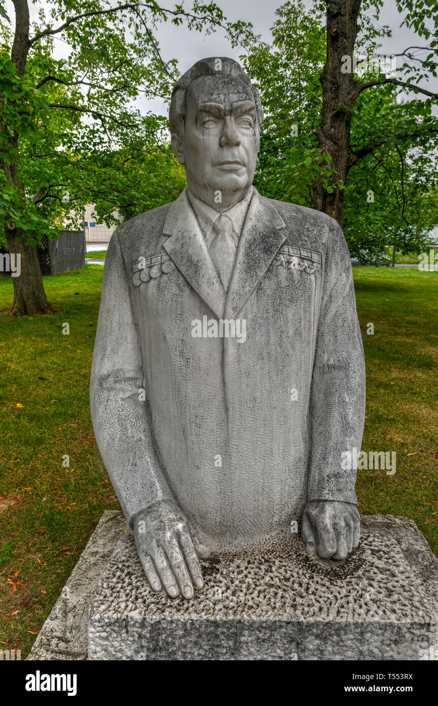Moskau, Russland - Juli 18, 2018: Skulptur von Breschnew in der gefallenen Monument Park, Moskau, Russland. Stockfoto