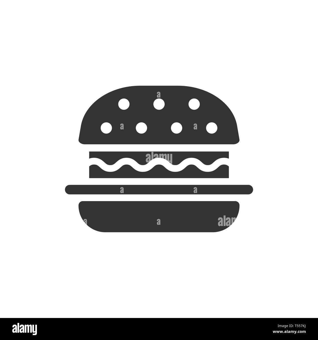 Burger zeichen Symbol im flachen Stil. Hamburger Vector Illustration auf weißem Hintergrund isoliert. Cheeseburger Geschäftskonzept. Stock Vektor