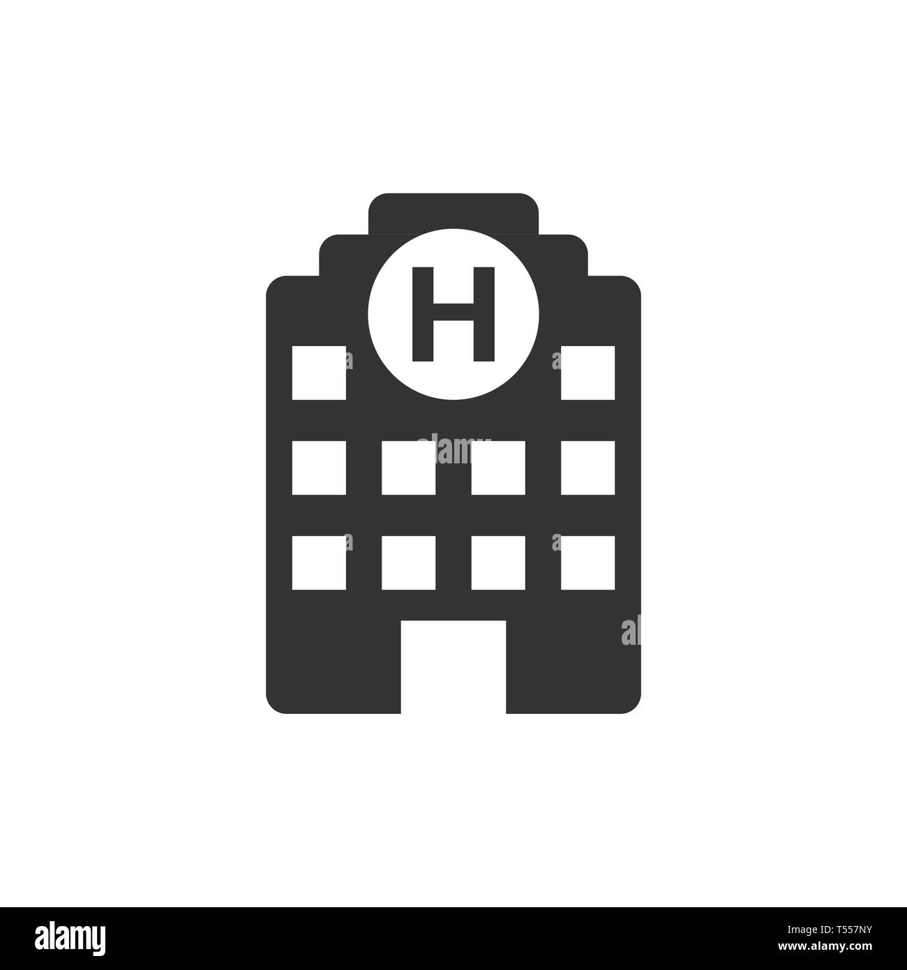 Krankenhaus Gebäude Symbol im flachen Stil. Krankenstation Vector Illustration auf weißem Hintergrund isoliert. Medizinische Ambulanz Geschäftskonzept. Stock Vektor