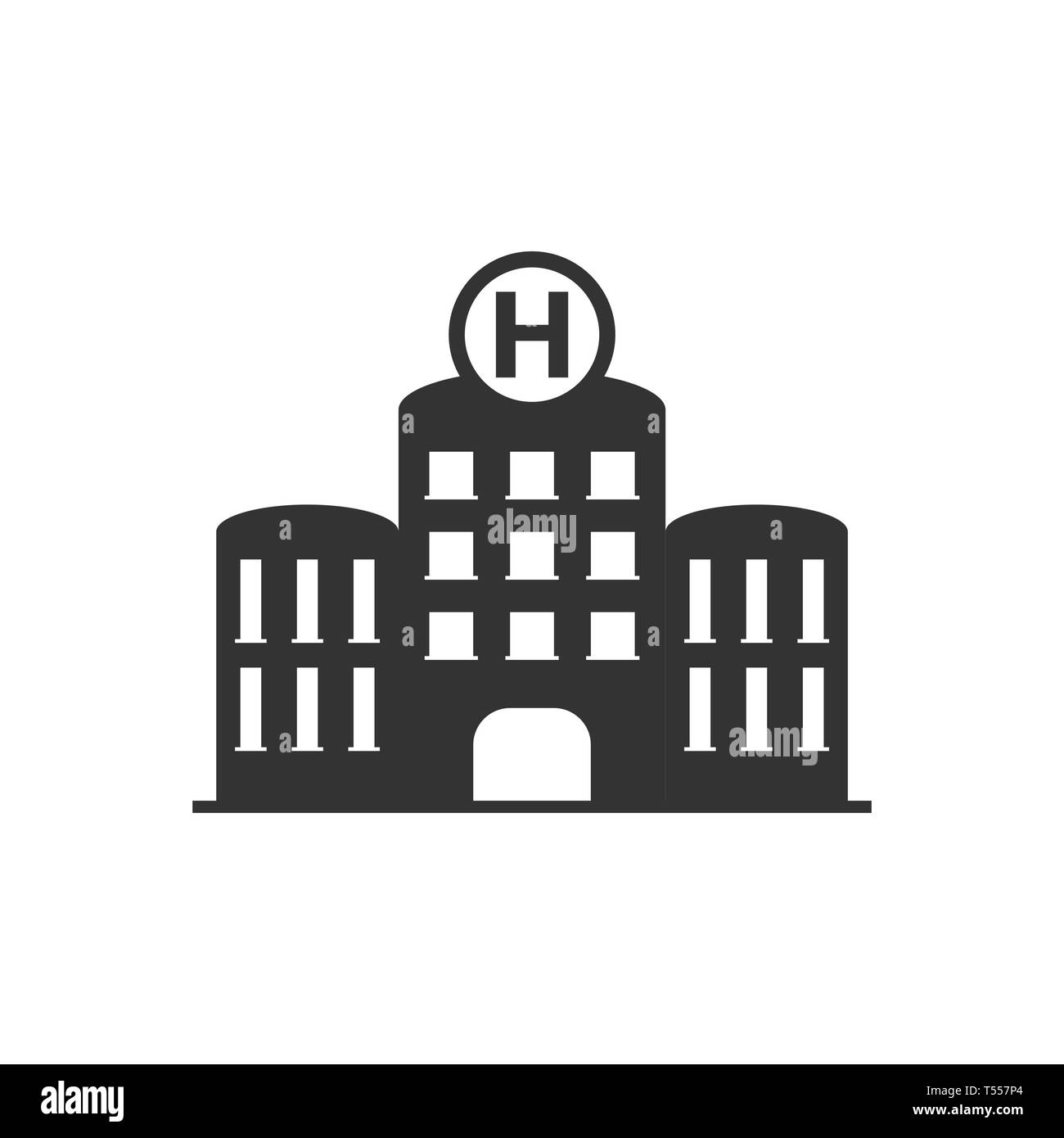 Krankenhaus Gebäude Symbol im flachen Stil. Krankenstation Vector Illustration auf weißem Hintergrund isoliert. Medizinische Ambulanz Geschäftskonzept. Stock Vektor