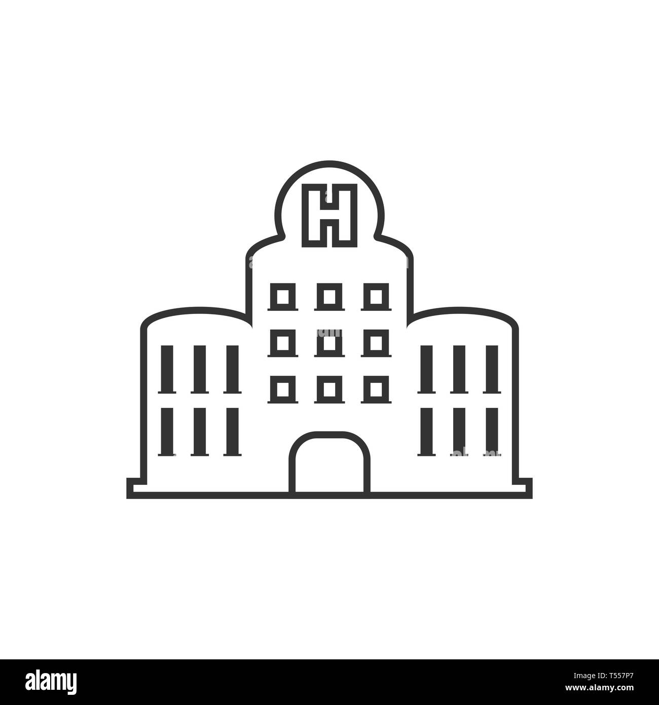 Krankenhaus Gebäude Symbol im flachen Stil. Krankenstation Vector Illustration auf weißem Hintergrund isoliert. Medizinische Ambulanz Geschäftskonzept. Stock Vektor