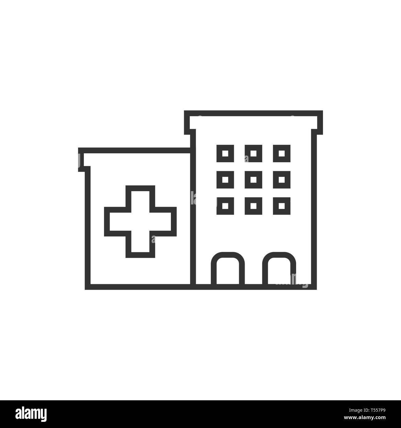 Krankenhaus Gebäude Symbol im flachen Stil. Krankenstation Vector Illustration auf weißem Hintergrund isoliert. Medizinische Ambulanz Geschäftskonzept. Stock Vektor