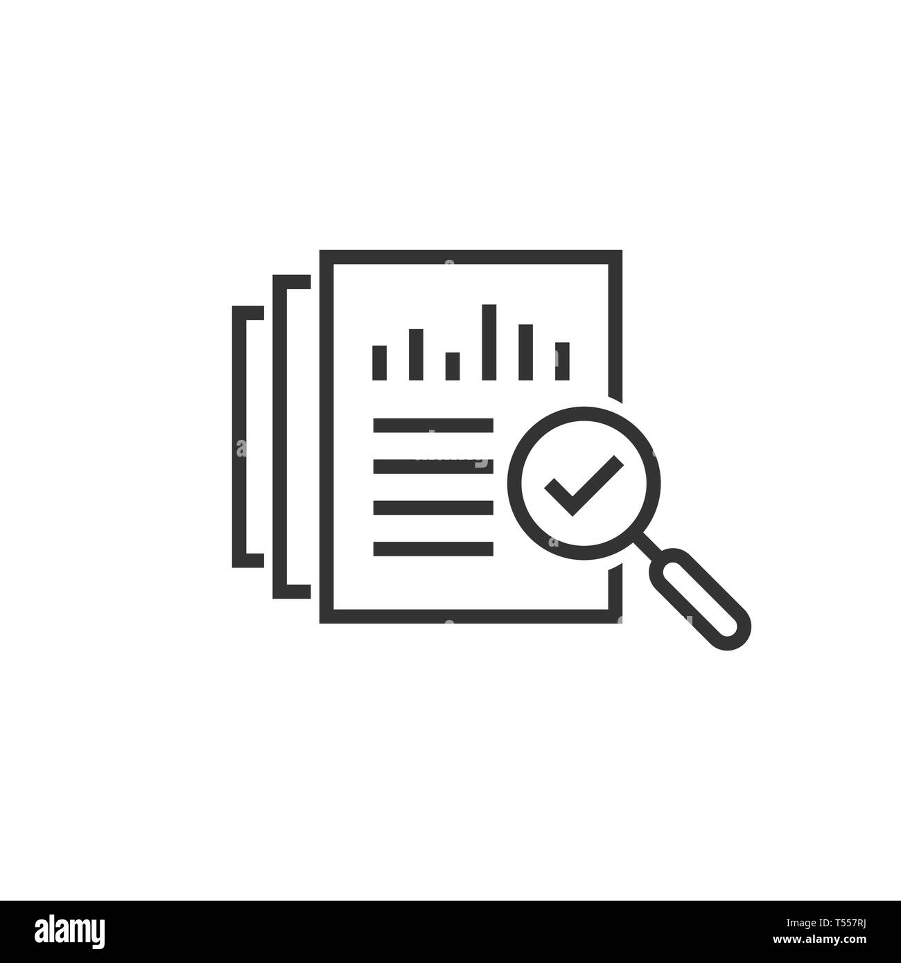 Audit Dokumentsymbol im flachen Stil. Ergebnis Bericht Vector Illustration auf weißem Hintergrund isoliert. Prüfung der Geschäftsidee. Stock Vektor