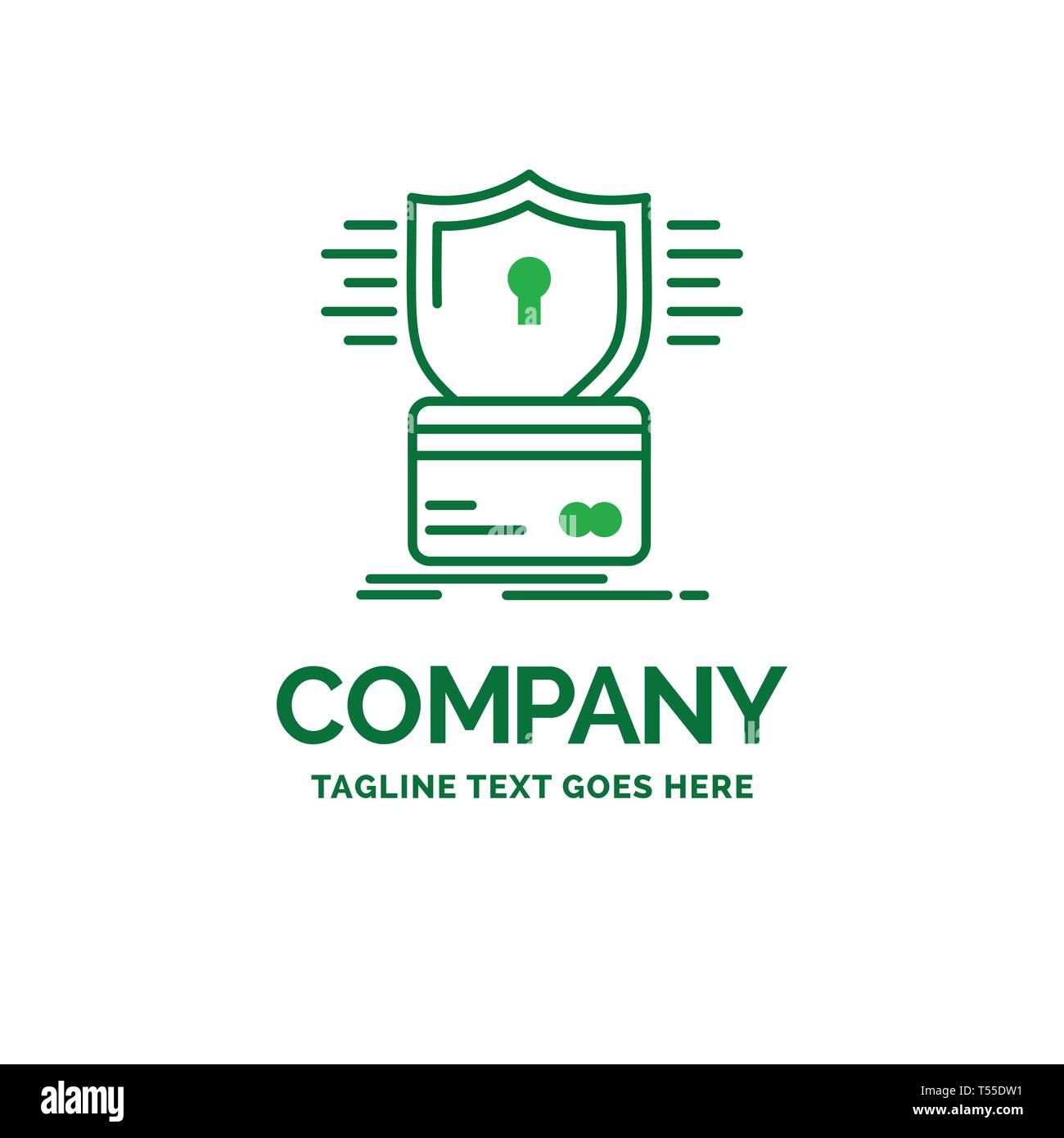Sicherheit, Kreditkarte, Chipkarte, Hacking, Flachbild Business Logo template Hack. Creative Green Marke Design. Stock Vektor