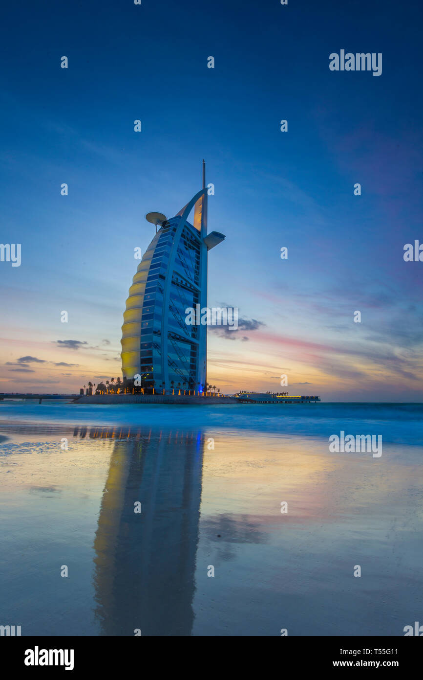 UAE, Dubai, Jumeirah, Burj Al Arab Hotel Stockfoto