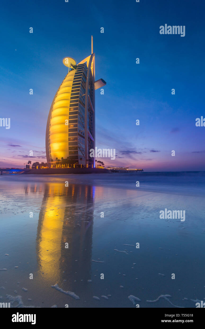 UAE, Dubai, Jumeirah, Burj Al Arab Hotel Stockfoto