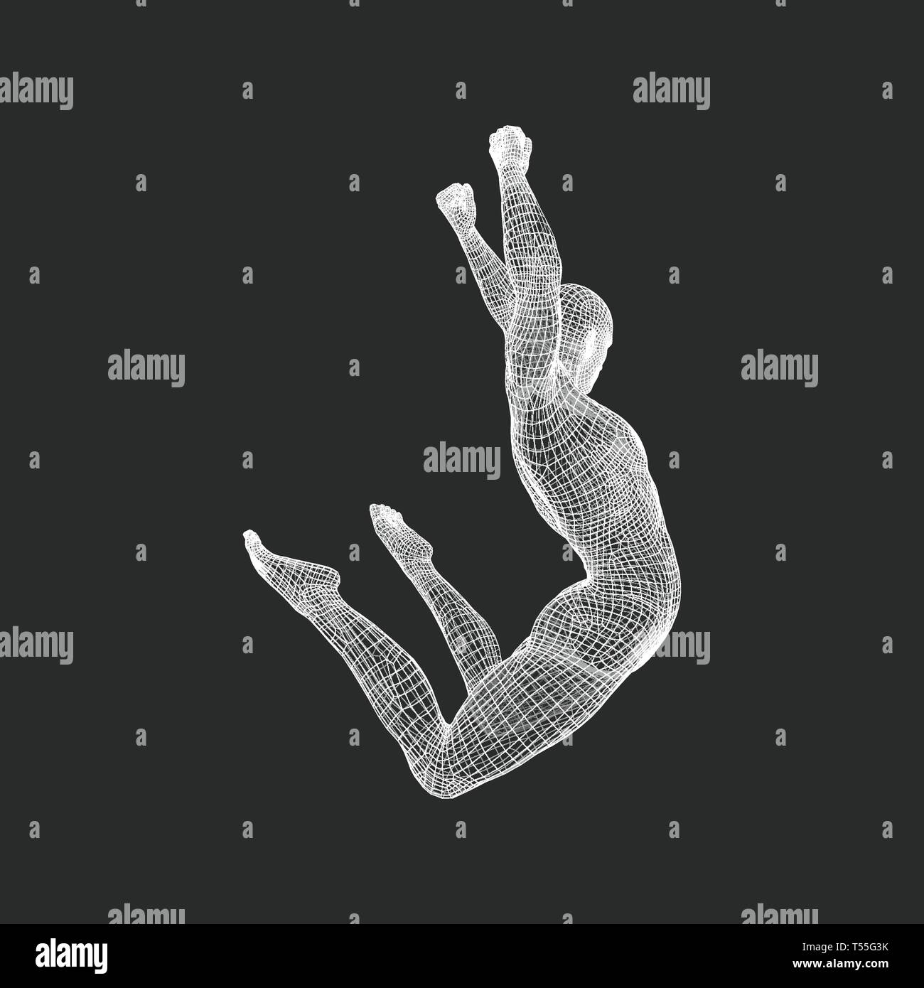 Gymnast. 3D-Modell des Menschen. Human Body Model. Gymnastik Aktivitäten für Icon Health und Fitness Community. Stock Vektor