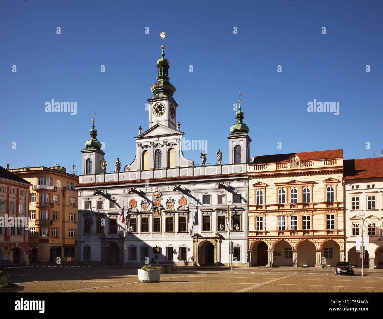 Stadthaus an Ottokar II Square in Ceske Budejovice. Der Tschechischen Republik Stockfoto