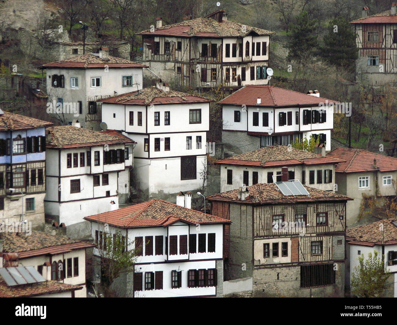 Traditionelle türkische osmanische Architektur Häuser in Safranbolu, Türkei Stockfoto