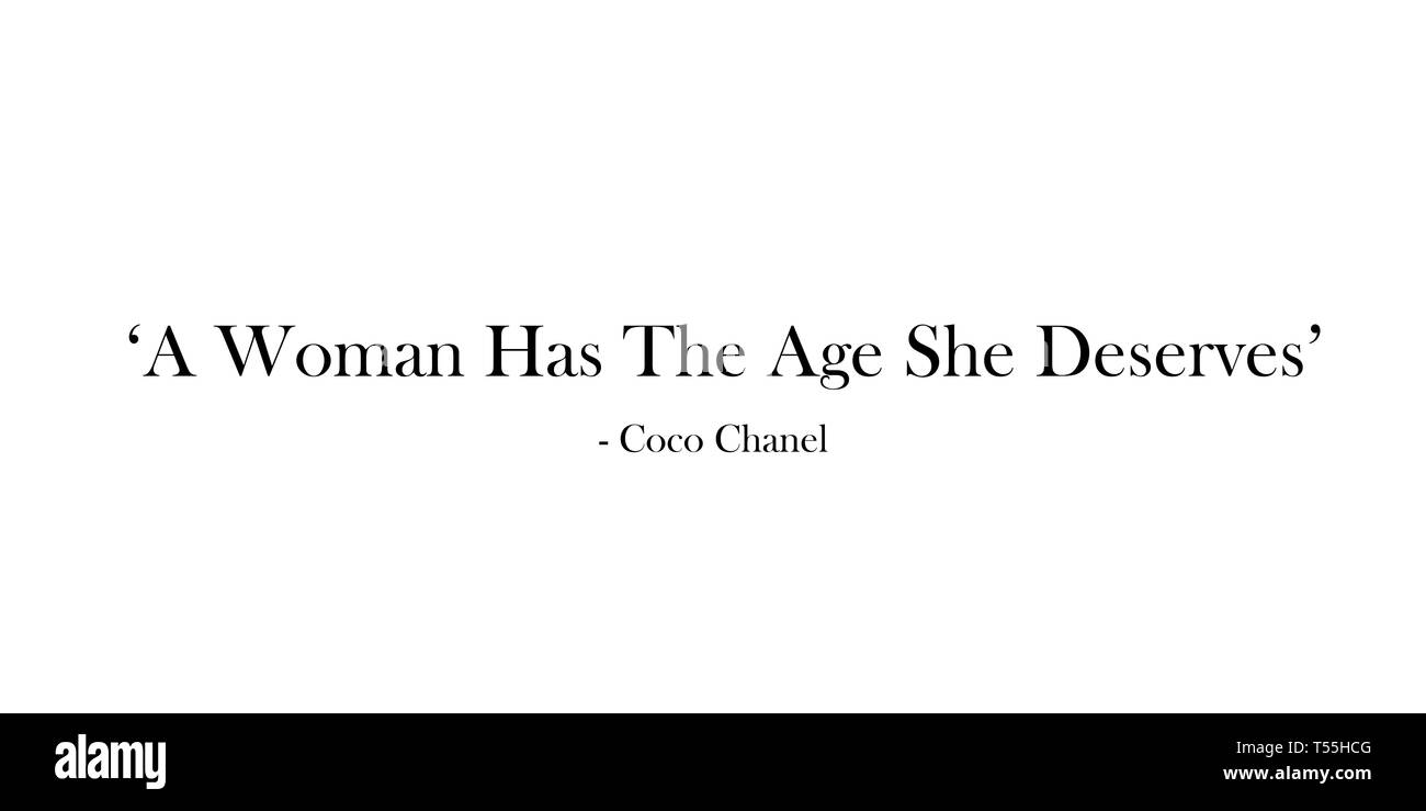 Coco Chanel Zitat einfach. Stockfoto