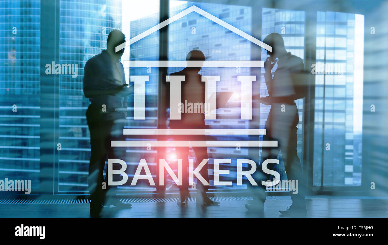 Banker Geschäftsmann Menschen auf abstrakten Hintergrund. Das Finanzkonzept. Stockfoto