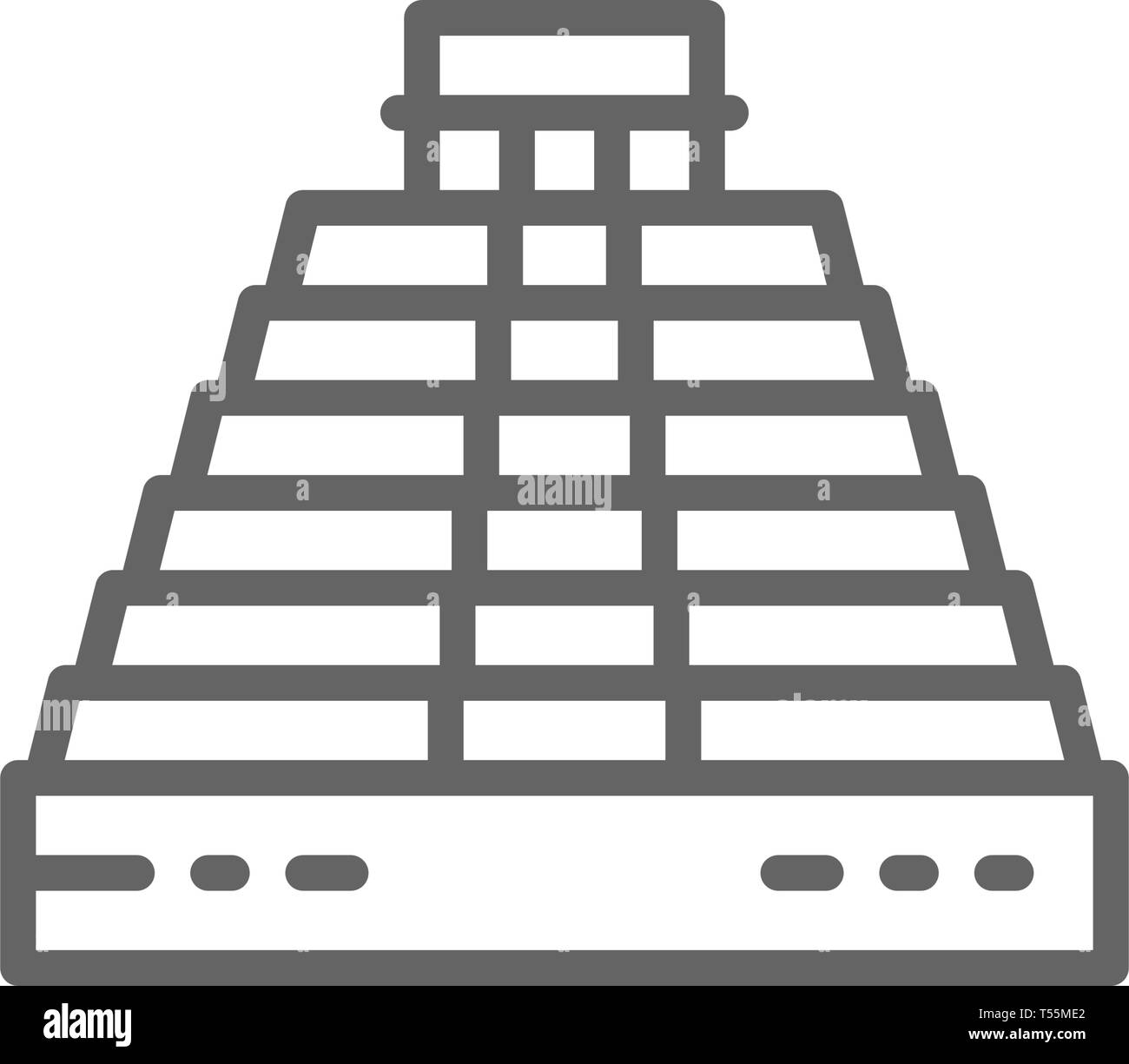 Pyramide des Kukulkan, Chichen Itza, Mexiko, Sehenswürdigkeiten Symbol Leitung. Stock Vektor