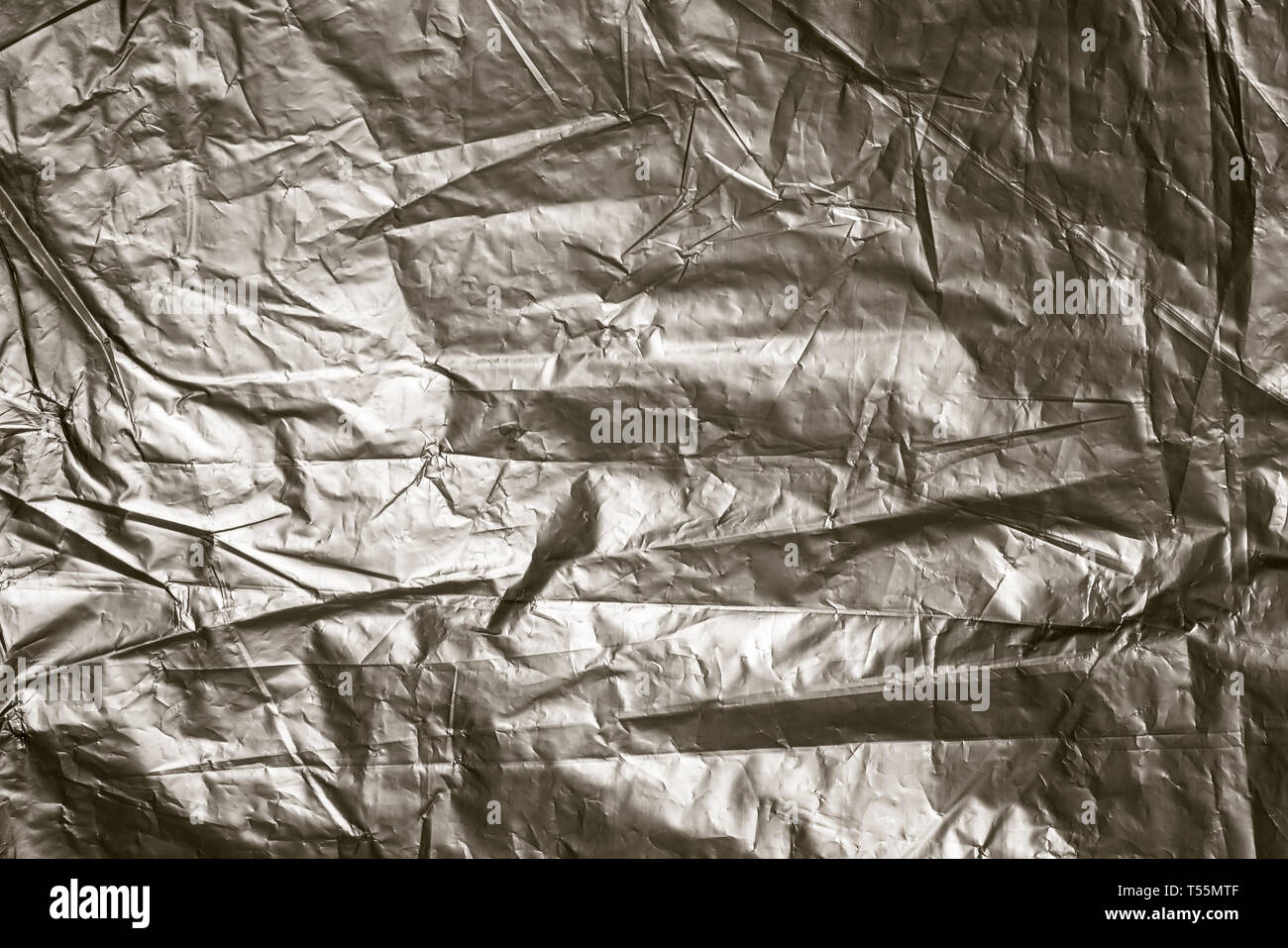 Grunge zerknitterte Folie. Sehr detaillierte strukturierten Hintergrund. Stockfoto