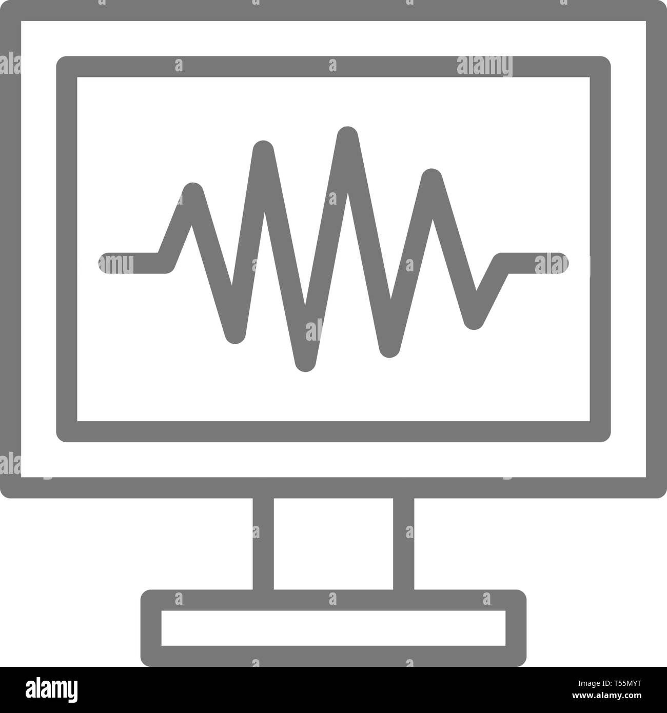 Monitor PC, Computer Bildschirm Symbol Leitung. Stock Vektor