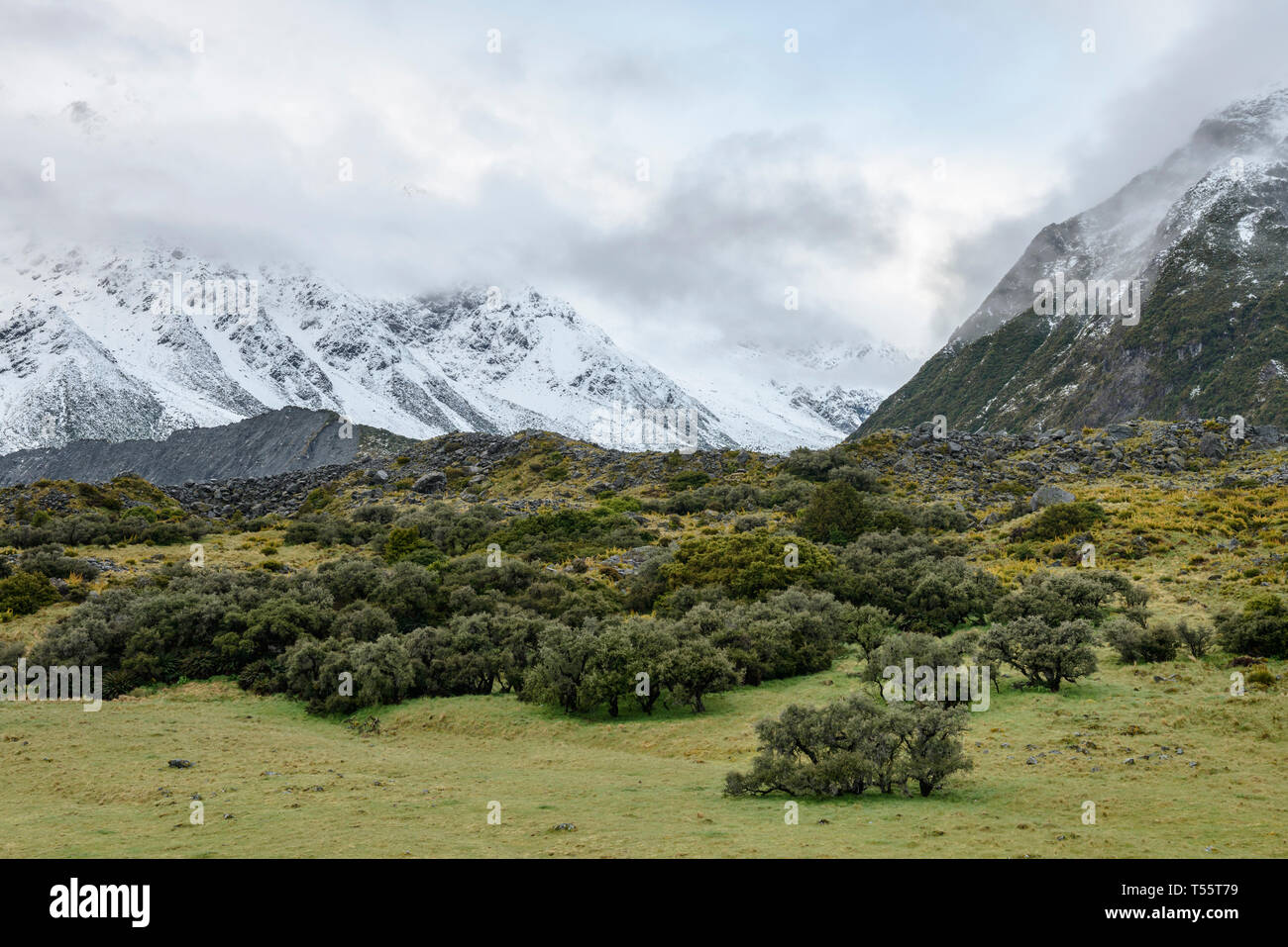 Hooker Valley in Mount Cook National Park, Neuseeland Stockfoto