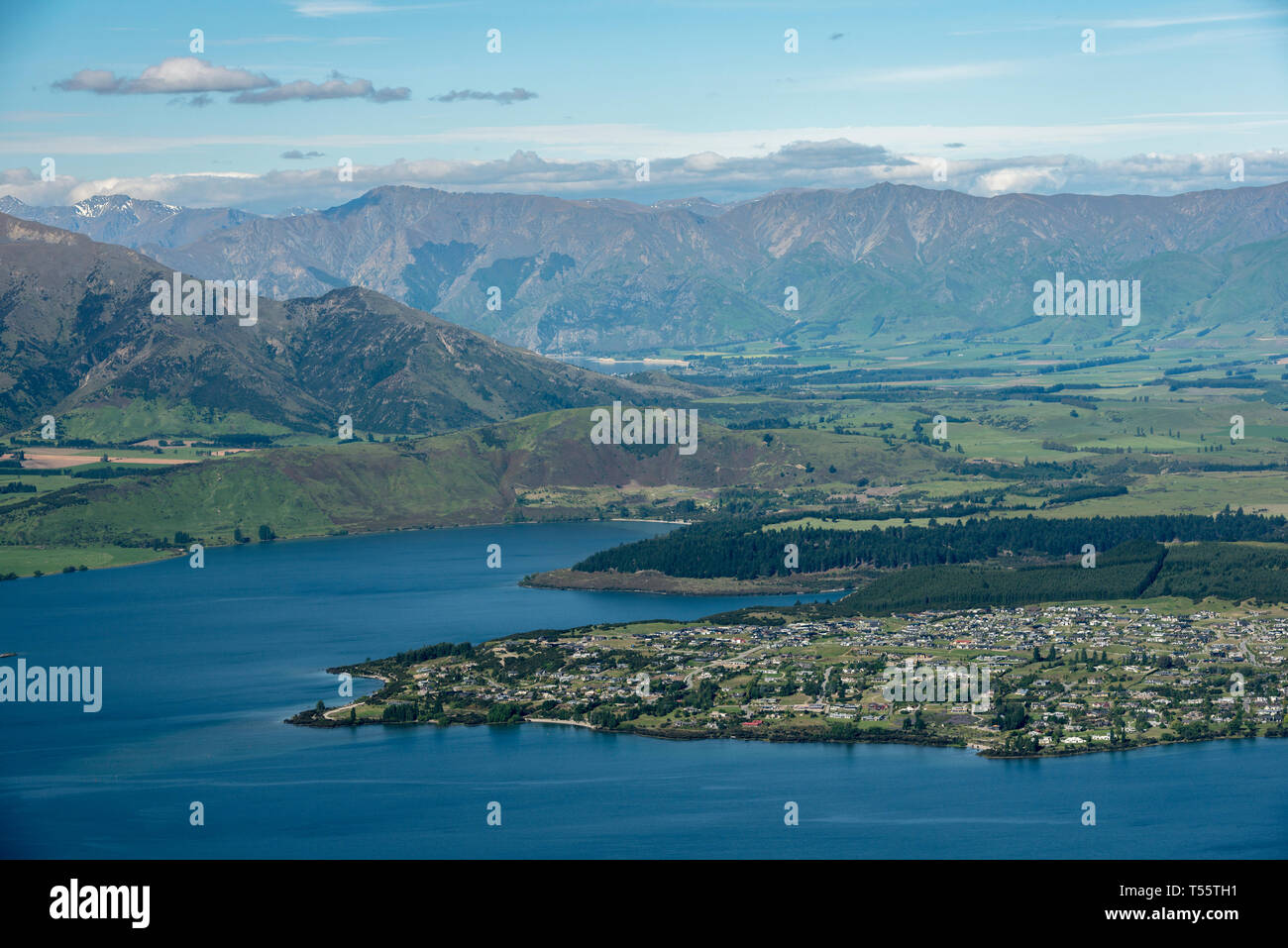 Berge von Lake Wanaka in Neuseeland Stockfoto