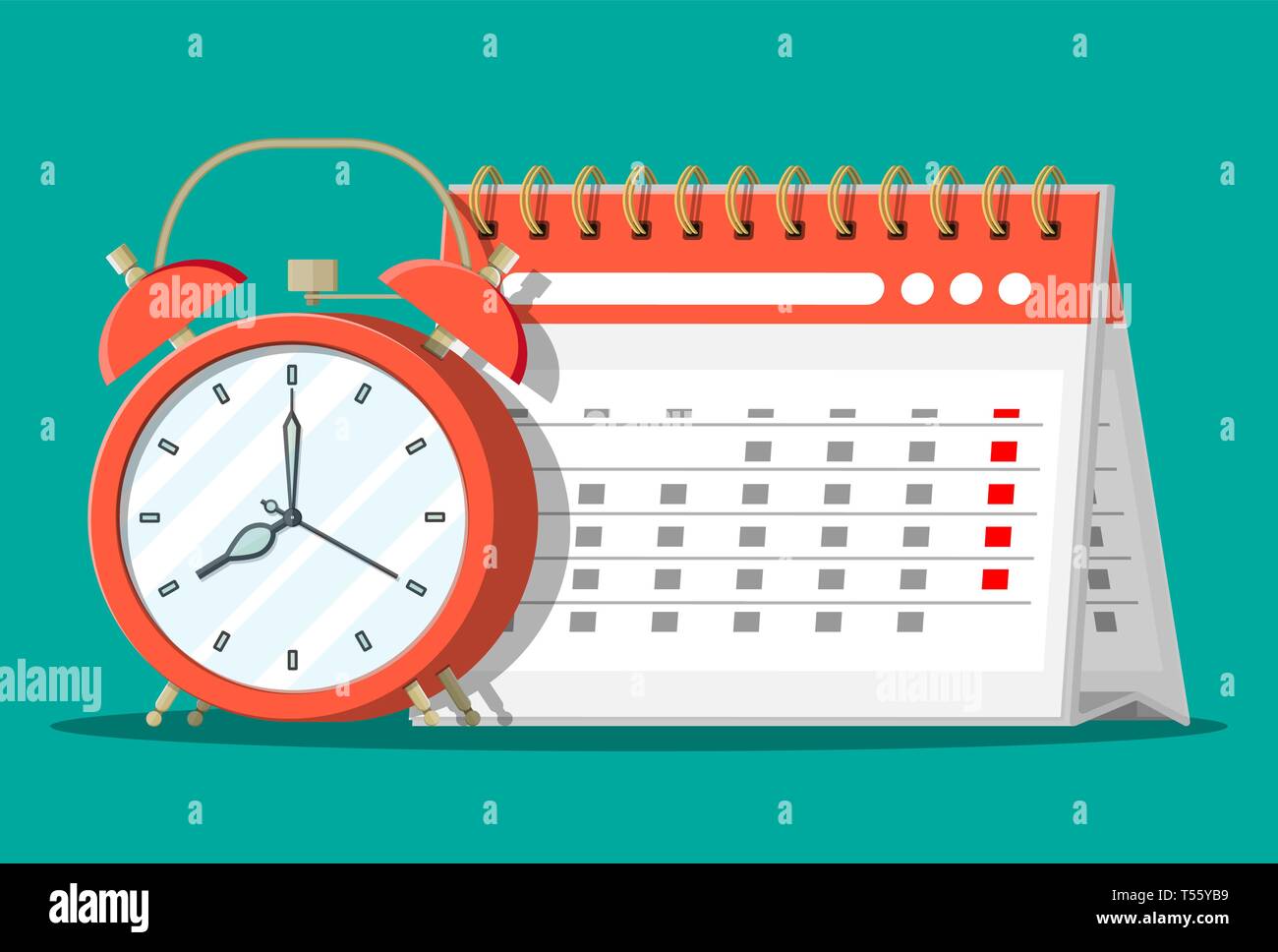 Papier Spirale wand Kalender und Uhren. Kalender und Wecker. Zeitplan 